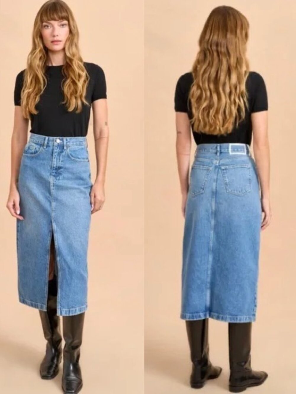 La Ligne Kate Skirt | denim midi skirt size 28